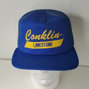 VTG Conklin Lime Stone Mesh Trucker Hat Snapback Cap Lincoln Rhode Island USA